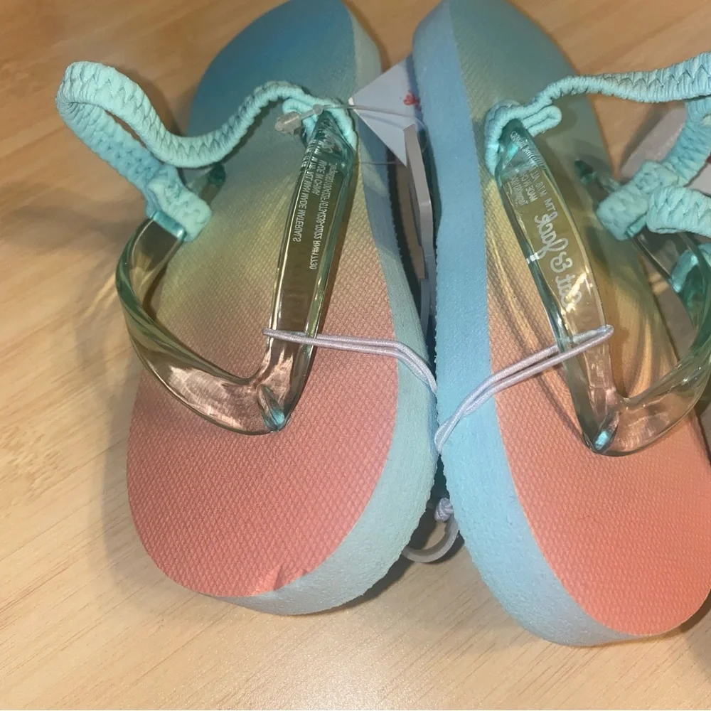 3 pairs of Cat & Jack Girls' Size Medium 7/8 Adrian Flip Flop Sandals Ombré